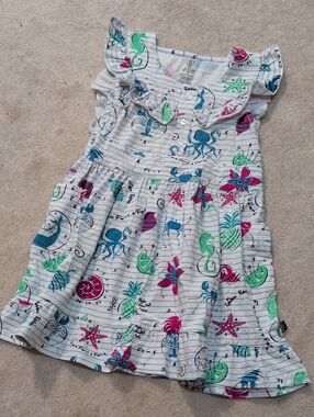 Princess Awesome - Girls Ruffle Sea Life Print (Size 5)